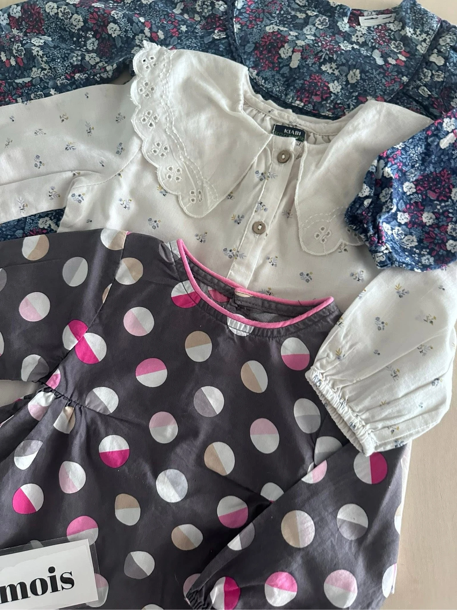 Set van 3 baby-meisjesoverhemden/blouses / maat 6 maanden – photo 6